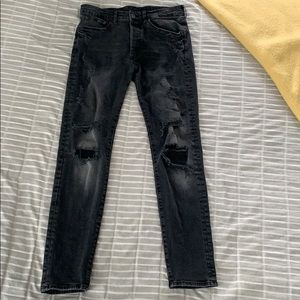 H&M black distressed skinny jeans